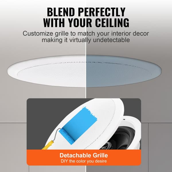 Bluetooth-takhögtalare 2-pack, 6,5 tum, 150W, infälld vägghögtalare, kristallklart ljud, enkel installation, trådlös ljudupplevelse