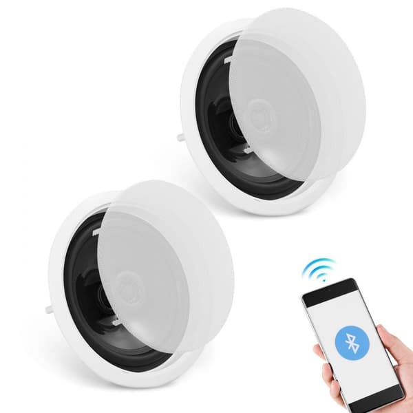 Bluetooth-takhögtalare 2-pack, 6,5 tum, 150W, infälld vägghögtalare, kristallklart ljud, enkel installation, trådlös ljudupplevelse