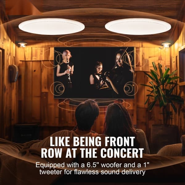 Bluetooth-takhögtalare 2-pack, 6,5 tum, 150W, infälld vägghögtalare, kristallklart ljud, enkel installation, trådlös ljudupplevelse