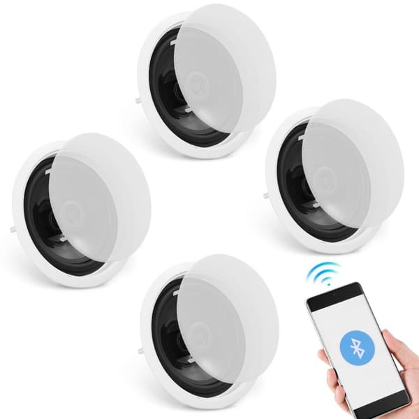 Bluetooth takhögtalare 150W, 6,5'' infälld väggmodell, hög ljudkvalitet, perfekt för hem och kontor, enkel installation, 4-pack