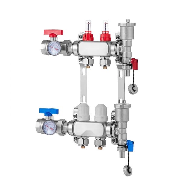 2-grenet strålevarmemanifold 1/2, PEX-rør gulvvarme manifold sæt, hurtig installation, holdbar konstruktion, energieffektiv opvarmning.
