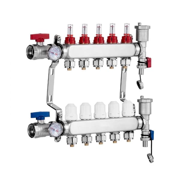 5-Haarainen Säteilylämmön Jakotukki, 1/2 PEX-Lattialämmitys, Energiatehokas, Helppo Asennus