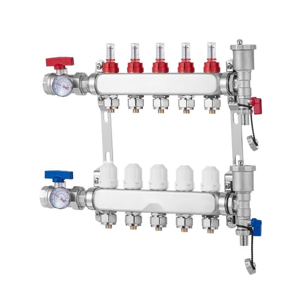 5-Haarainen Säteilylämmön Jakotukki, 1/2 PEX-Lattialämmitys, Energiatehokas, Helppo Asennus