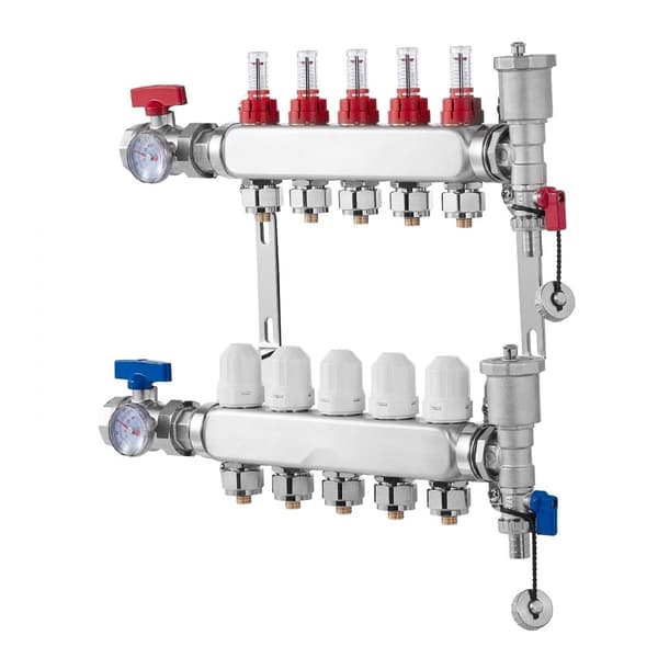 5-Haarainen Säteilylämmön Jakotukki, 1/2 PEX-Lattialämmitys, Energiatehokas, Helppo Asennus