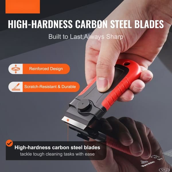 Barberbladsskraber med sikkerhedshætte, 15 ekstra knive, låseskraber værktøj, præcisionsskæring, ergonomisk design.