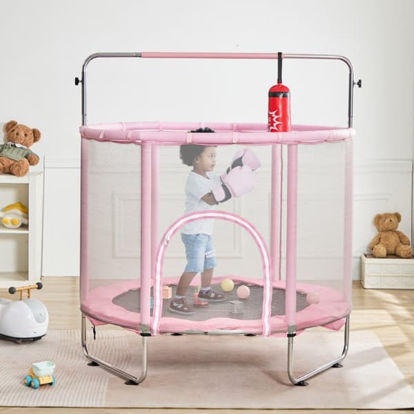 Studsmatta 55 Mini-trampolin med säkerhetsnät, inomhus och utomhus, stimulerar aktivitet och lek, hållbar design