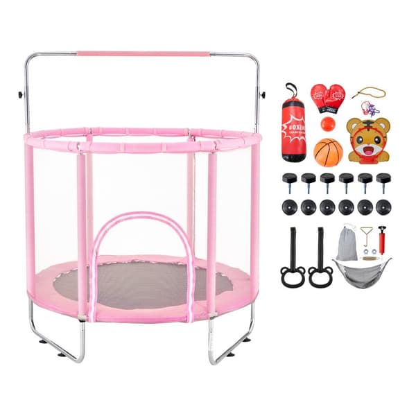 Studsmatta 55 Mini-trampolin med säkerhetsnät, inomhus och utomhus, stimulerar aktivitet och lek, hållbar design
