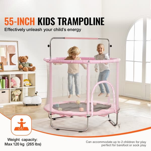 Studsmatta 55 Mini-trampolin med säkerhetsnät, inomhus och utomhus, stimulerar aktivitet och lek, hållbar design