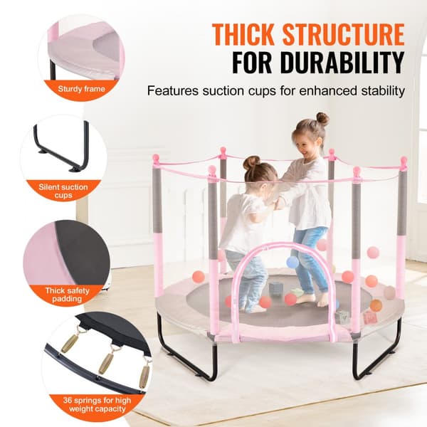 60 Trampolin til børn, mini trampolin med net, sikkert til indendørs og udendørs leg, perfekt til have og legeplads.