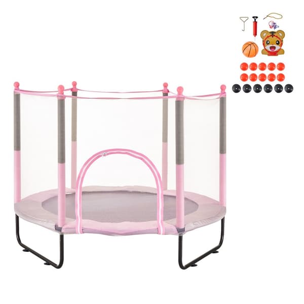 60 Trampolin til børn, mini trampolin med net, sikkert til indendørs og udendørs leg, perfekt til have og legeplads.