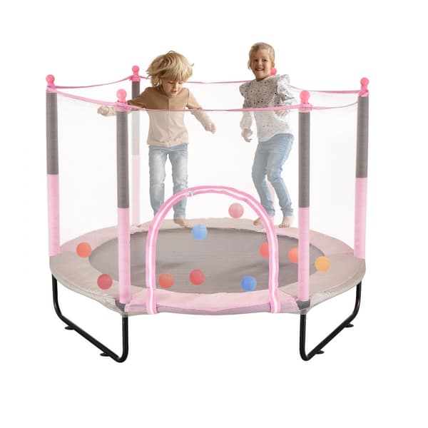 60 Trampolin til børn, mini trampolin med net, sikkert til indendørs og udendørs leg, perfekt til have og legeplads.
