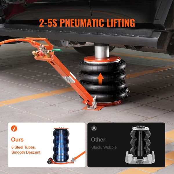Air Jack 6 Ton/13000 lbs, pneumatisk donkraft med forhøjet søjle, perfekt til Sedan, robust design og høj kapacitet.