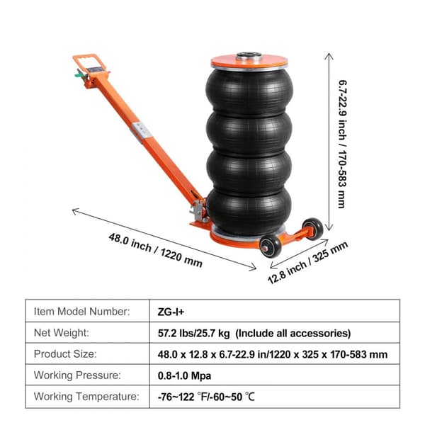 Air Jack 6 Ton/13000 lbs, pneumatisk donkraft med forhøjet søjle, perfekt til Sedan, robust design og høj kapacitet.