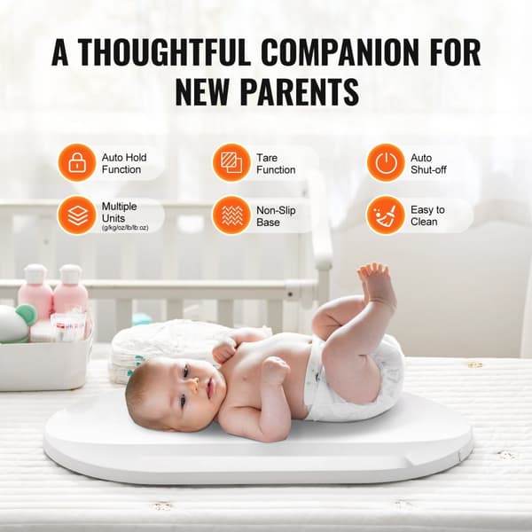 Digital Babyvåg med Noggranna Mätningar, Tareringsfunktion och Måttband, Perfekt för Hemmet och Barnvård