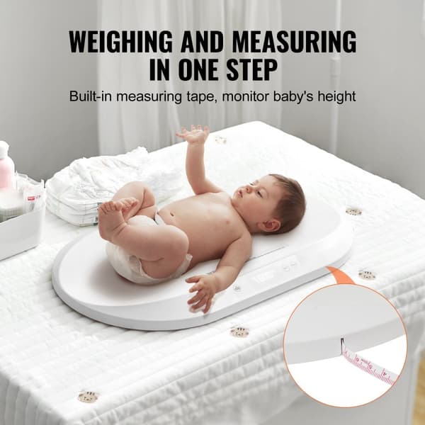 Digital Babyvåg med Noggranna Mätningar, Tareringsfunktion och Måttband, Perfekt för Hemmet och Barnvård