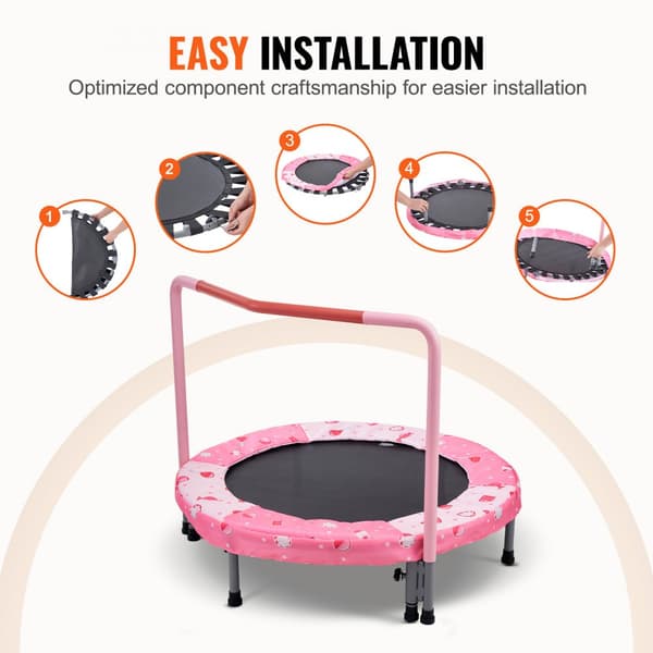 36” mini-trampolin til børn, sammenfoldelig, indendørs og udendørs brug, sikker og sjov leg.