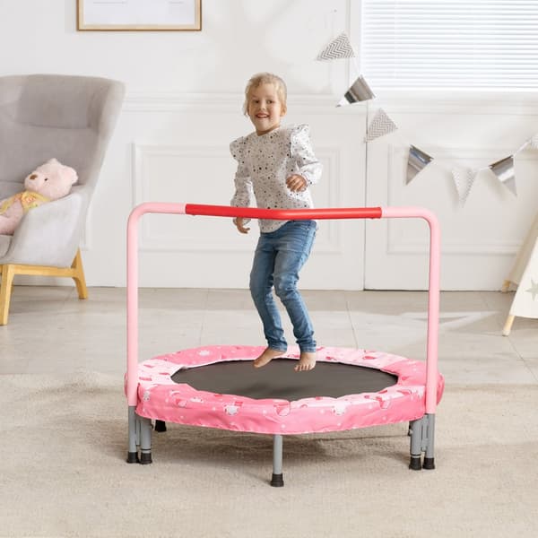 36” mini-trampolin til børn, sammenfoldelig, indendørs og udendørs brug, sikker og sjov leg.