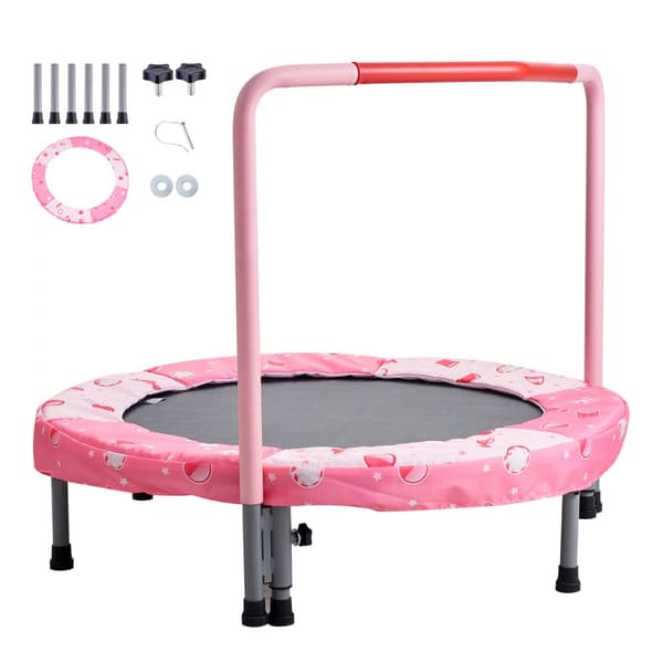 36” mini-trampolin til børn, sammenfoldelig, indendørs og udendørs brug, sikker og sjov leg.
