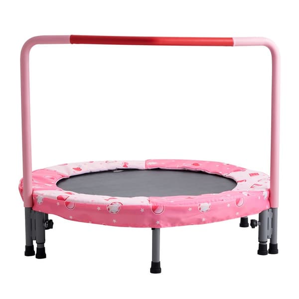36” mini-trampolin til børn, sammenfoldelig, indendørs og udendørs brug, sikker og sjov leg.