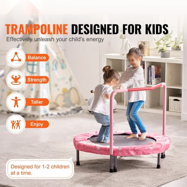 36” mini-trampolin til børn, sammenfoldelig, indendørs og udendørs brug, sikker og sjov leg.