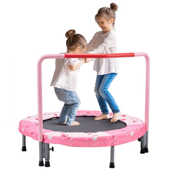 36” mini-trampolin til børn, sammenfoldelig, indendørs og udendørs brug, sikker og sjov leg.