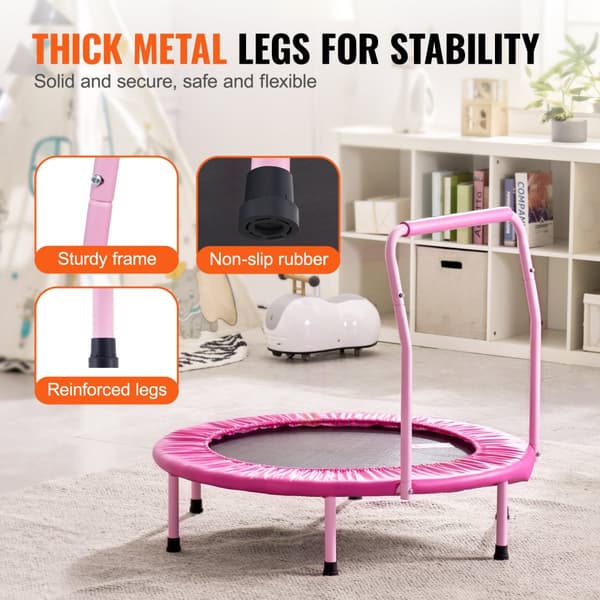 36'' sammenfoldelig trampolin til børn, mini-trampolin til indendørs og udendørs leg, sikker hoppeoplevelse, sjov og aktiv underholdning.