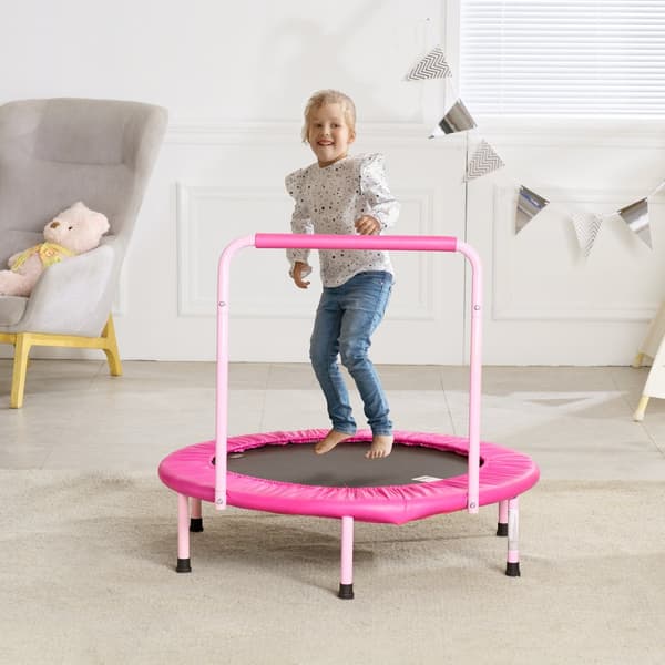 36'' sammenfoldelig trampolin til børn, mini-trampolin til indendørs og udendørs leg, sikker hoppeoplevelse, sjov og aktiv underholdning.
