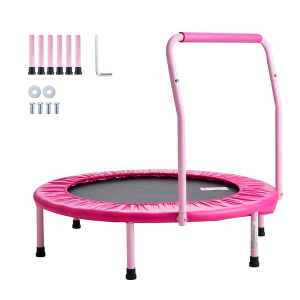 36'' sammenfoldelig trampolin til børn, mini-trampolin til indendørs og udendørs leg, sikker hoppeoplevelse, sjov og aktiv underholdning.
