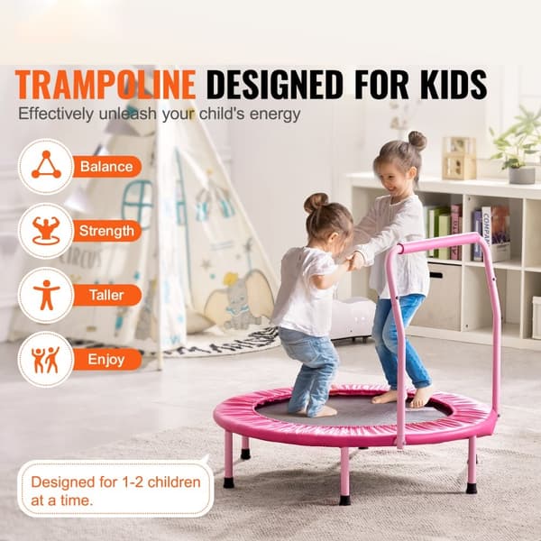 36'' sammenfoldelig trampolin til børn, mini-trampolin til indendørs og udendørs leg, sikker hoppeoplevelse, sjov og aktiv underholdning.