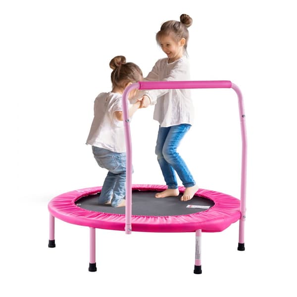 36'' sammenfoldelig trampolin til børn, mini-trampolin til indendørs og udendørs leg, sikker hoppeoplevelse, sjov og aktiv underholdning.