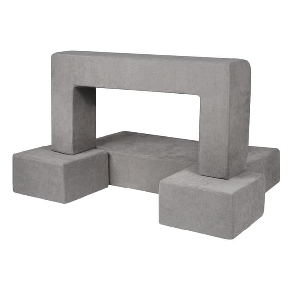 Modulær Kids Legesofa 4 stk, DIY Kreativ Sektionssofa til Børn, Mørkegrå, Komfortabel og Sjov Siddeplads.
