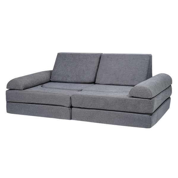 Modulär leksoffa för barn, 10 st DIY sektionsoffa, grå, anpassningsbar, barnvänlig, perfekt för lekrum, hög kvalitet, enkel montering