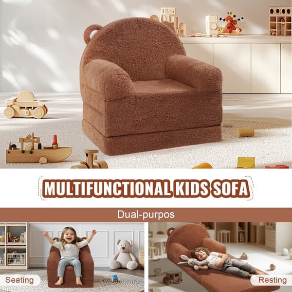 Hopfällbar Babystol 2-i-1, Barnsoffa Tecknad, Komfortabel Baby Lounger, Praktisk och Sikker För Barn, Lätt att Förvara