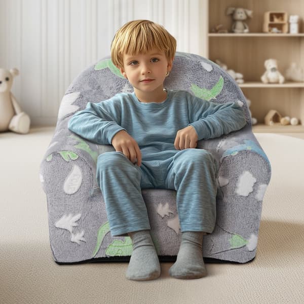 Småbarnsstol Glow in the Dark, Plysch Babystol, Grå, Bekväm, Säkra Material, Perfekt för Lekrum och Småbarn