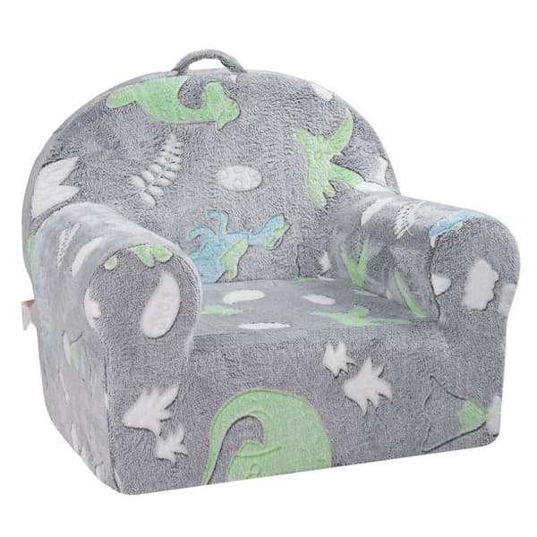 Småbarnsstol Glow in the Dark, Plysch Babystol, Grå, Bekväm, Säkra Material, Perfekt för Lekrum och Småbarn