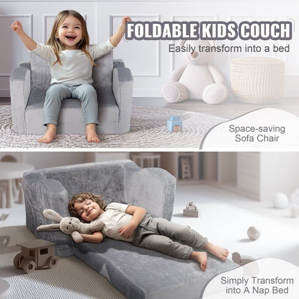 Fällbar babystol 2-i-1, barnsoffa grå, justerbar design, ergonomisk komfort, perfekt för resor och hemmet