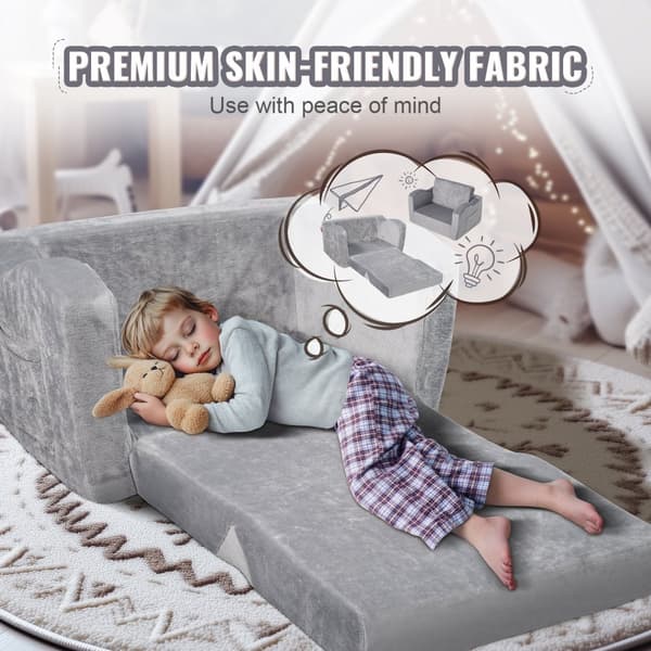 Fällbar babystol 2-i-1, barnsoffa grå, justerbar design, ergonomisk komfort, perfekt för resor och hemmet