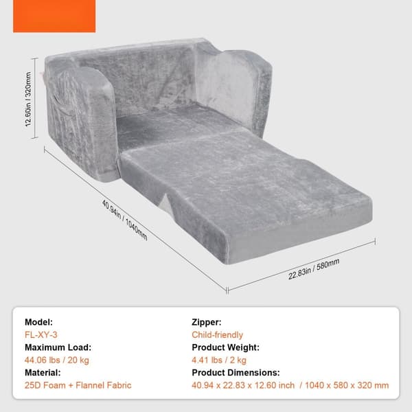 Fällbar babystol 2-i-1, barnsoffa grå, justerbar design, ergonomisk komfort, perfekt för resor och hemmet