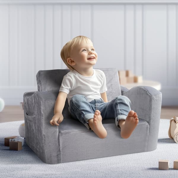 Fällbar babystol 2-i-1, barnsoffa grå, justerbar design, ergonomisk komfort, perfekt för resor och hemmet