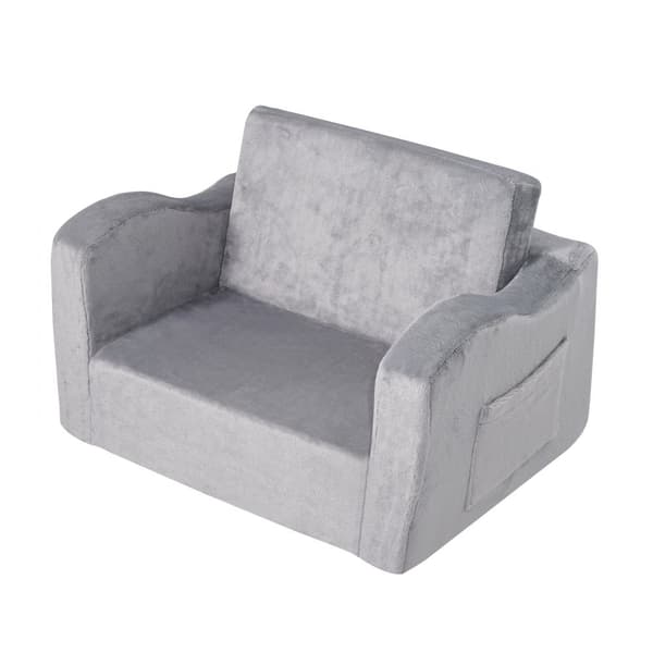 Fällbar babystol 2-i-1, barnsoffa grå, justerbar design, ergonomisk komfort, perfekt för resor och hemmet