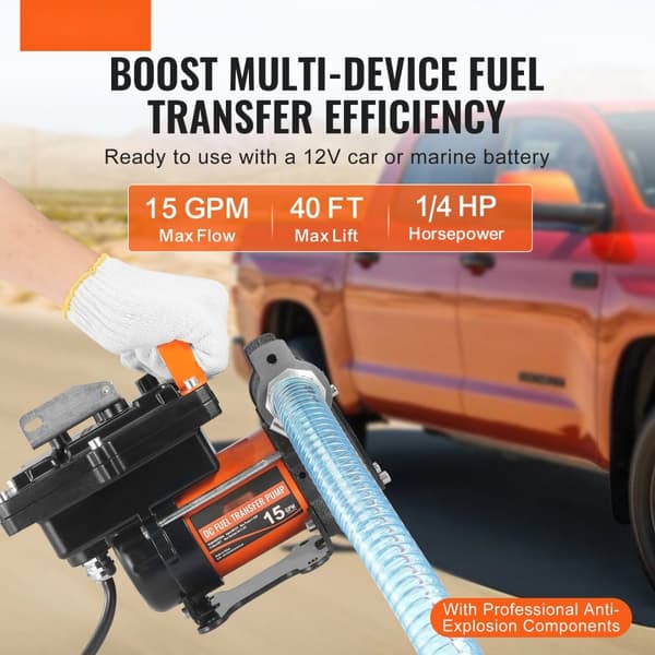 Brændstofoverførselspumpe 12V, 15 GPM, 1/4 HK dieselpumpe med automatisk brændstofmundstykke, effektiv og pålidelig brændstofløsning.