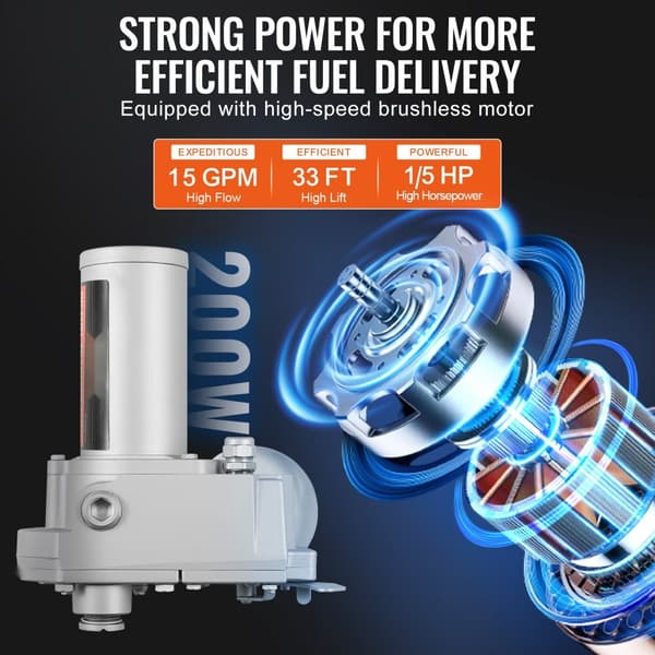 12V Polttoaineensiirtopumppu, 15 GPM, Automaattinen Dieselpumppu, tehokas 1/5 hv, polttoainesuutin, nopea asennus