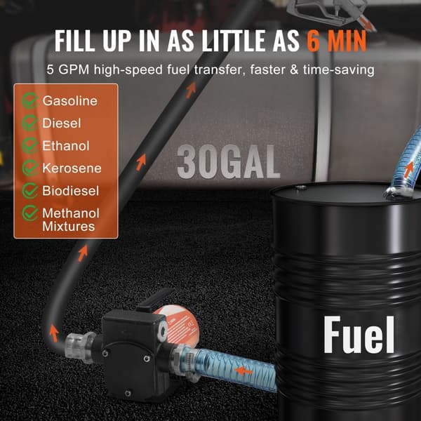 12V Polttoaineen Siirtopumppu, 5 GPM, Automaattinen Polttoainesuutin, Dieselpumppu, Nopea ja Tehokas Siirto