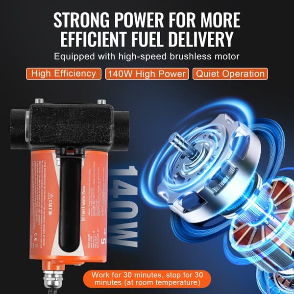 12V Polttoaineen Siirtopumppu, 5 GPM, Automaattinen Polttoainesuutin, Dieselpumppu, Nopea ja Tehokas Siirto