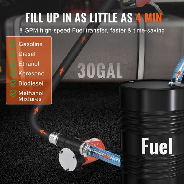 12V Polttoaineensiirtopumppu 8 GPM, Automaattinen Dieselpumppu, 1/5 hv, Korkea Teho, Tehokas Polttoainesuuttimen Hallinta