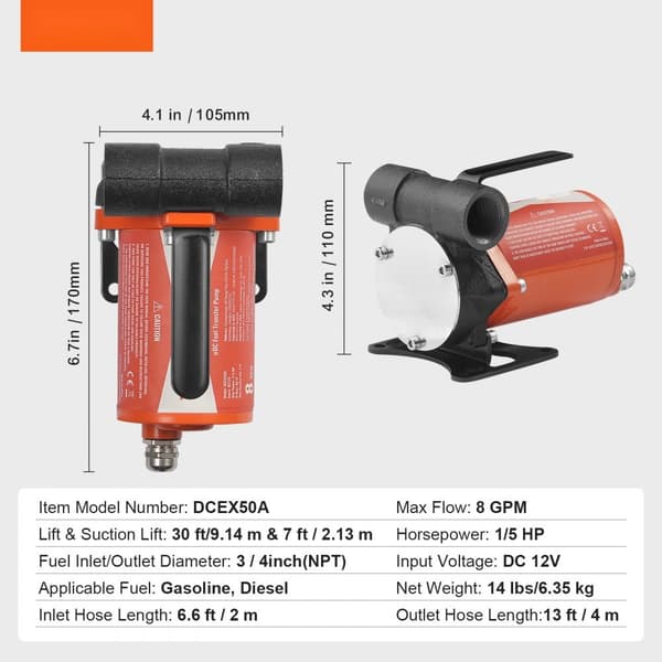 12V Polttoaineensiirtopumppu 8 GPM, Automaattinen Dieselpumppu, 1/5 hv, Korkea Teho, Tehokas Polttoainesuuttimen Hallinta