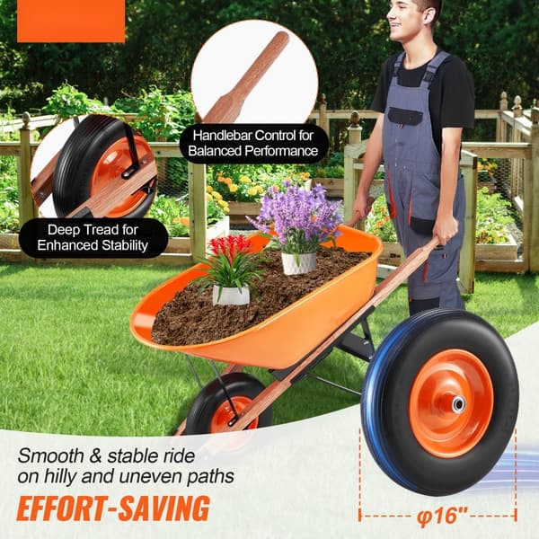 Trillebørvogn One Wheel 6 Cu Ft Have Dump Cart 330 lbs Multifunktionel Vogn, holdbar, let at manøvrere, perfekt til haven.