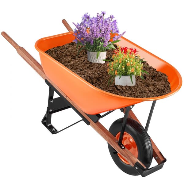 Trillebørvogn One Wheel 6 Cu Ft Have Dump Cart 330 lbs Multifunktionel Vogn, holdbar, let at manøvrere, perfekt til haven.