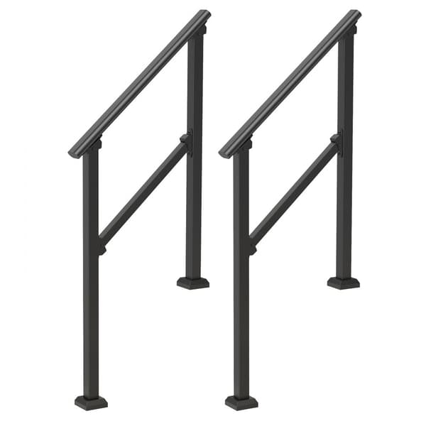 Ledstänger 2-pack för utomhusbruk, svarta fyrkantiga rör, stöd för seniorer, perfekt för verandadäck, hållbart och säkert