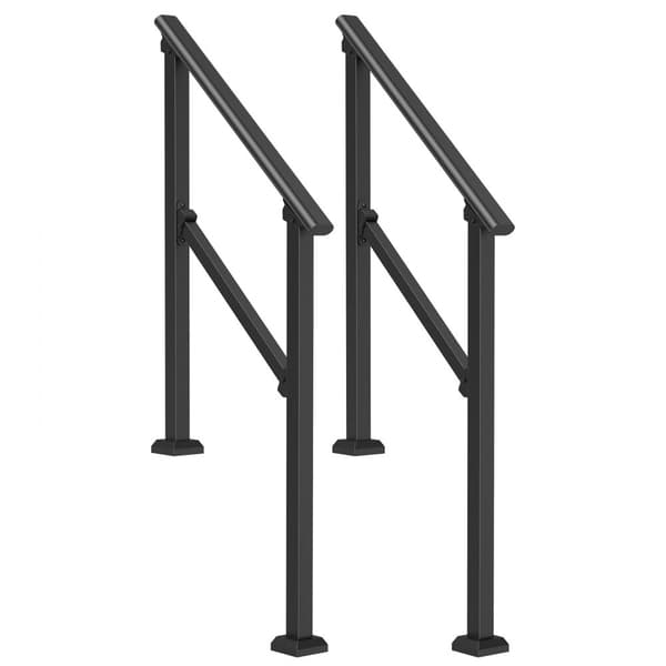 Ledstänger 2-pack för utomhusbruk, svarta fyrkantiga rör, stöd för seniorer, perfekt för verandadäck, hållbart och säkert